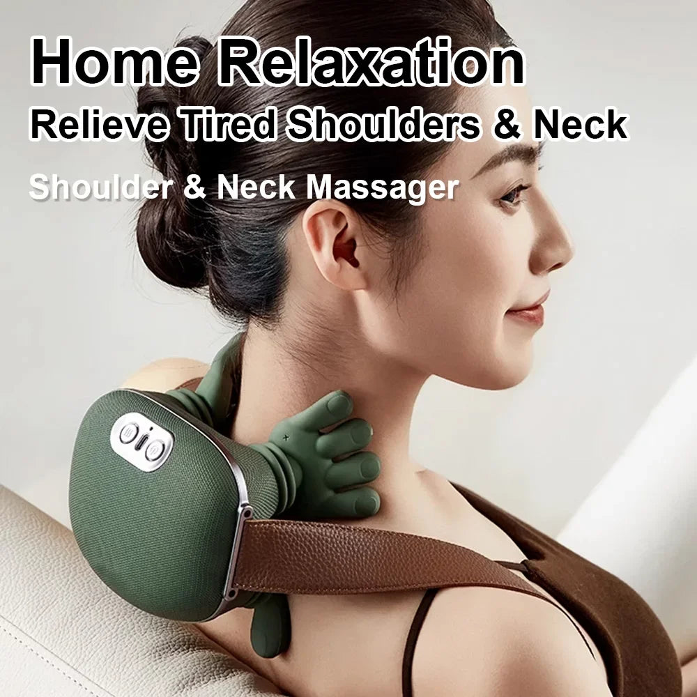 Neck Massager Finger Pressure Shiatsu Neck Back and Shoulder Massager Electric Kneading Neck Deep Massage Muscle Relax