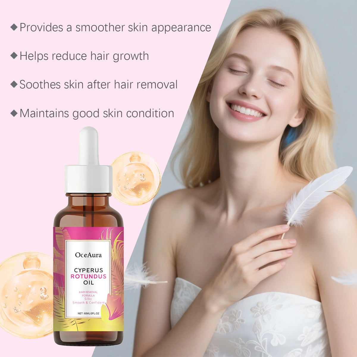 Cyperus Rotundus Oil Natural Post Hair Removal Soothing Oil Hair Reduction Care Moisturizing Soothing Body Care for Smooth Skin