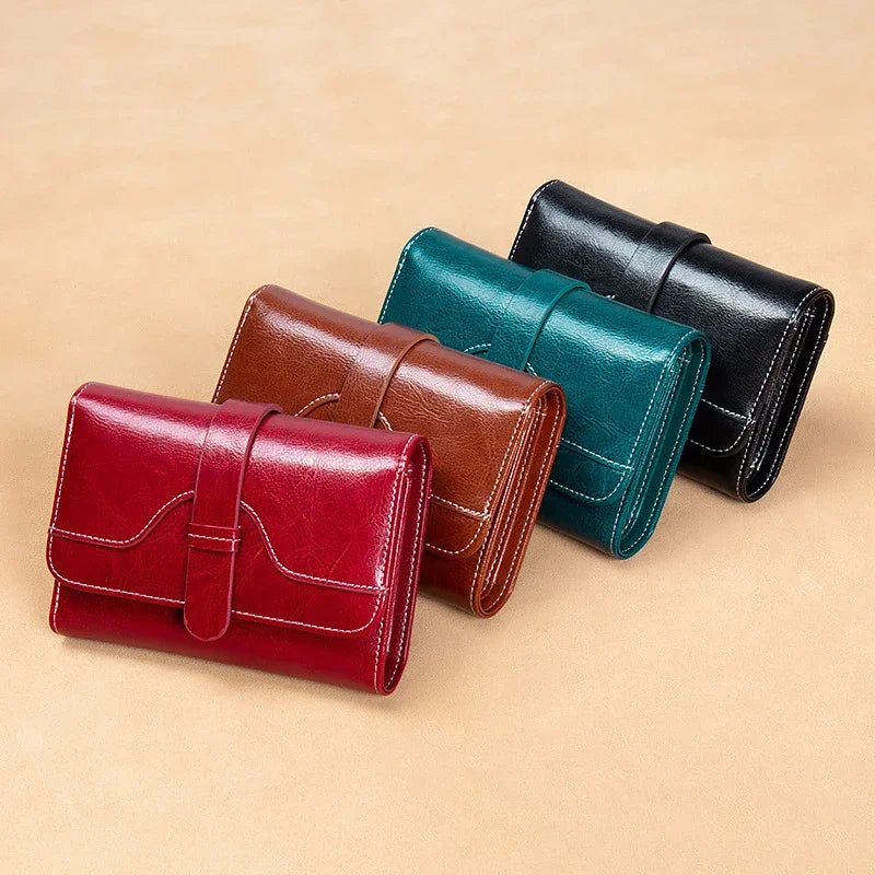 Genuine Leather Women's Purse Short Credit Card Holder Wallets Coin Handbag Wallet for Women Carteras Para Mujer ladies Purses