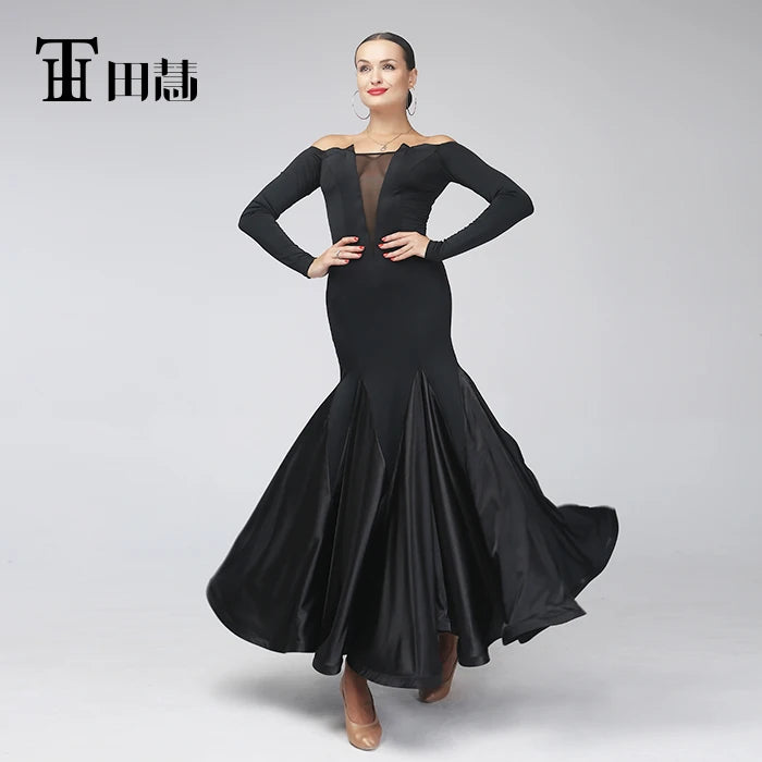 customized Sexy adult ladies modern suit long skirt performance Clothing ballroom dance dress vestido de mujer