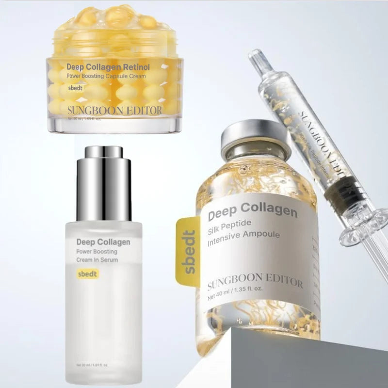 Deep Collagen Silk Peptide Intensive Lifting Ampoule Essence, Retinol Capsule Cream, Barrier Repair Mist Mask Korean Skincare