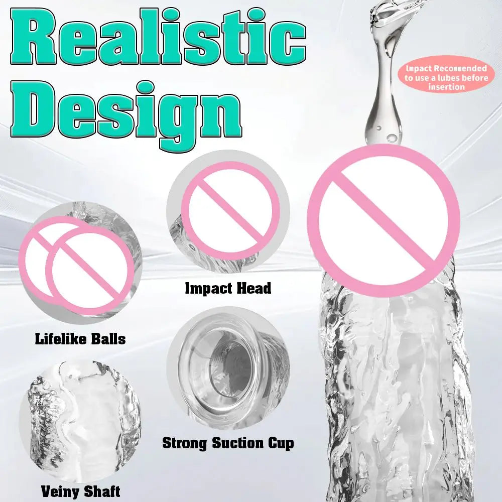 Adult Sex Toy Realistic Soft Dildo for Women Beginner Transparent Penis with Strong Suction Cup Hands-Free Play Masturbator Tool