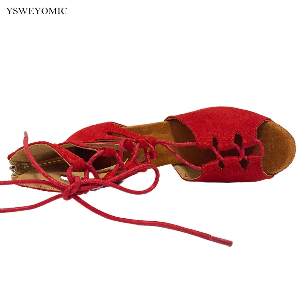 Zapatos de baile latino Super Soft Customized Heel and Colors Sexy Red Latin Salsa Dance Shoes For Women And Girls