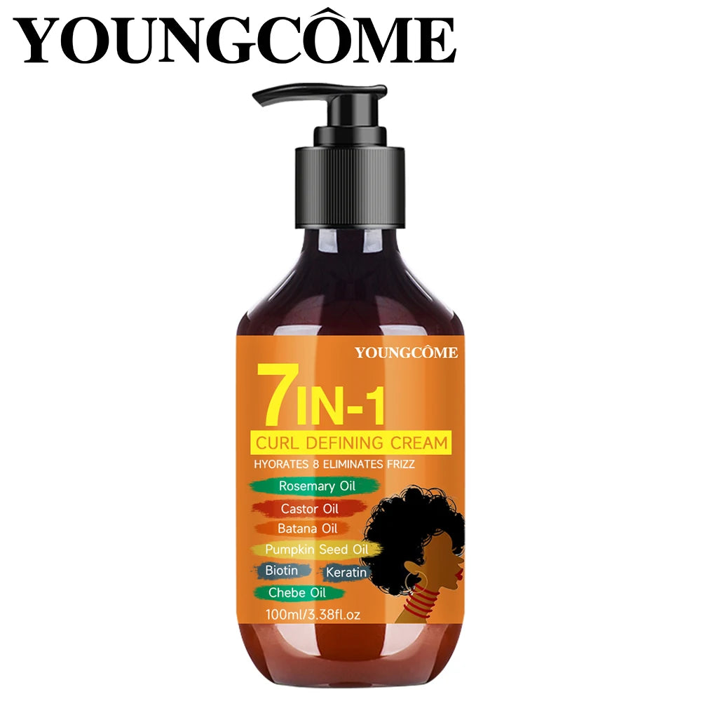 7-in-1 Curling Cream Curls Hair Elastin Long-lasting Styling Volume Hair 100ml Moisturizing Curling Cream Curly Hair Mask