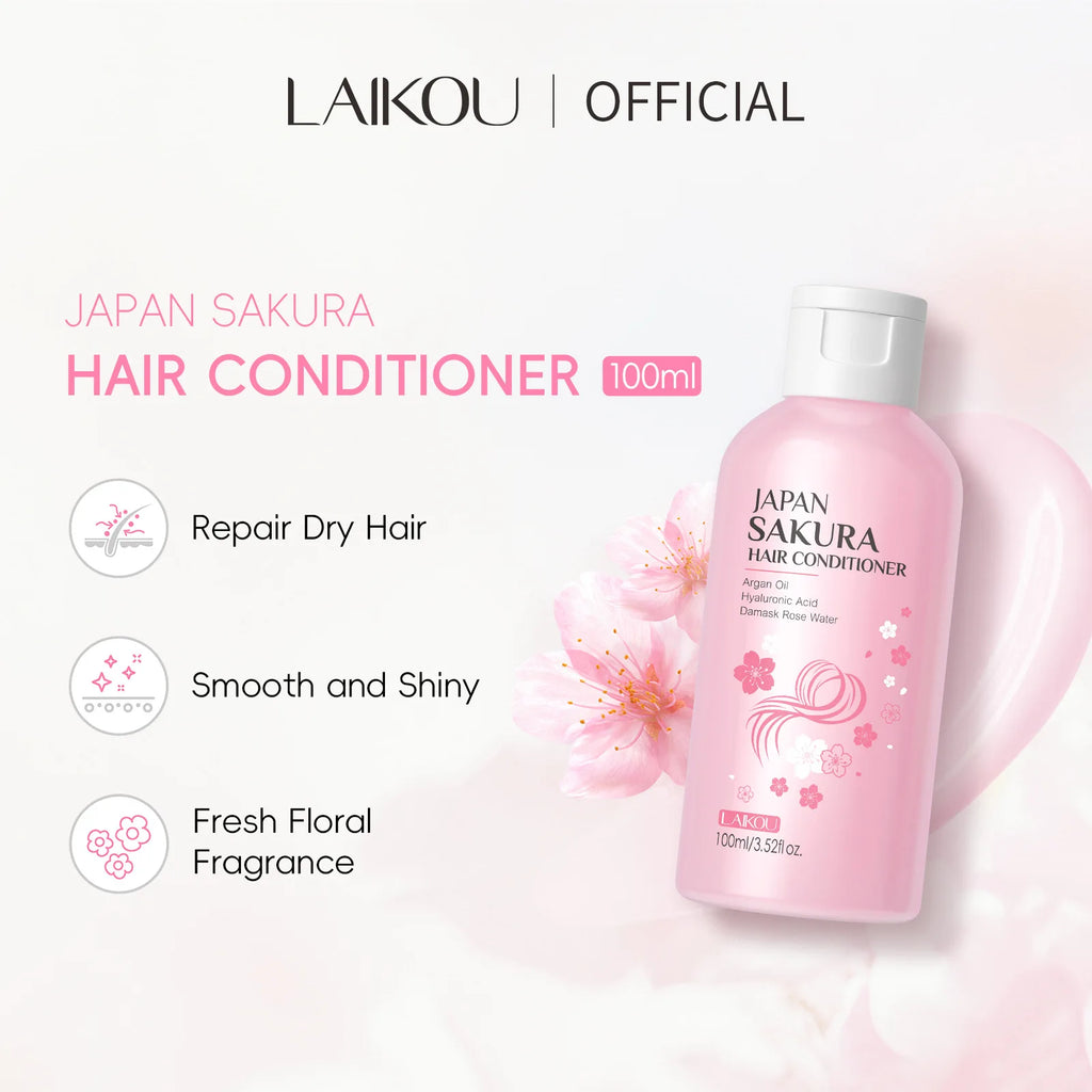 LAIKOU Sakura Shampoo & Hair Conditioner Deep Cleansing Oil Control Anti Dandruff Moisturizing Nourishing Repair Damaged Hair