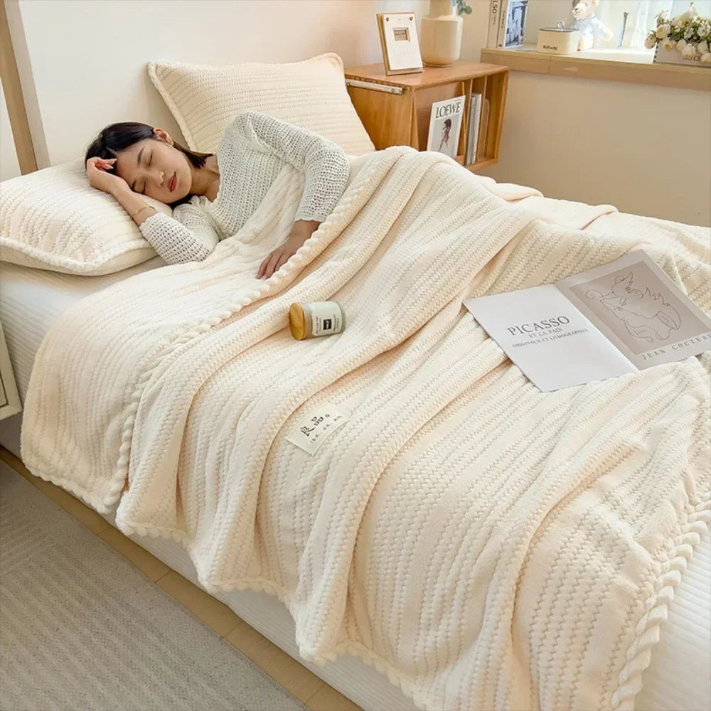 Winter Blanket Thickened Warm Lamb Wool Leisure Blanket Home Warm Soft Bed Cover Office Sofa Lunch Breaking Nap