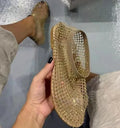 2024 New Women Luxury Brand Round Toe Flat Bottom Sandals Summer Hollow Short Boots Water Diamond Sexy Flat Bottom Shoes Sandals