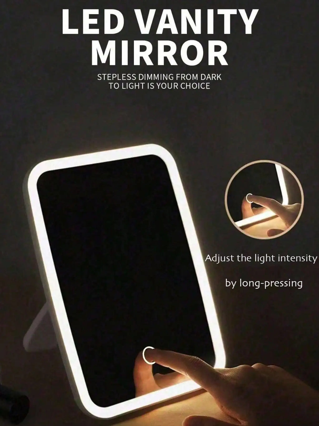 LED Makeup Mirror,Touch Control Vanity Mirror Front Light, 3 Light Modes Rechargeable Portable Cosmetic Mirror Modern Style