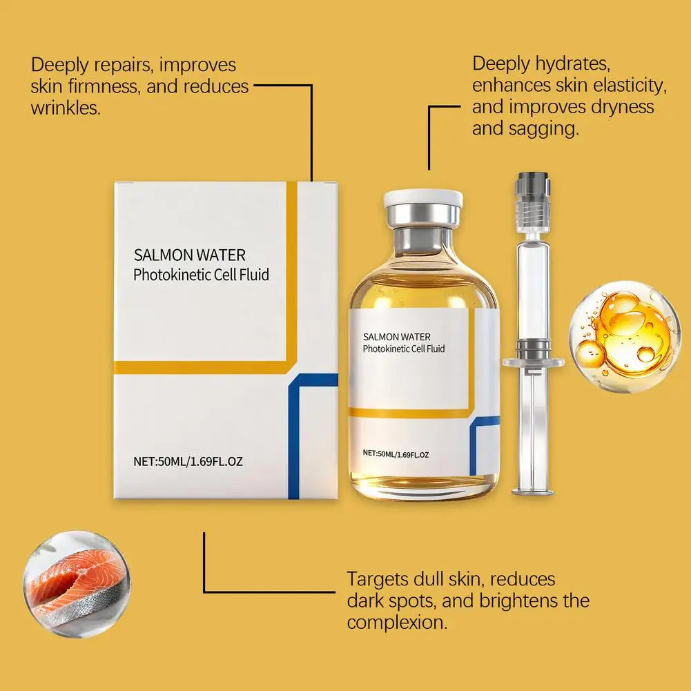 Korean Salmon Wrinkle Serum Skin Rejuvenation Essence, Strengthens Barrier Function, 24H Continuous Hydration Firming Skin Care