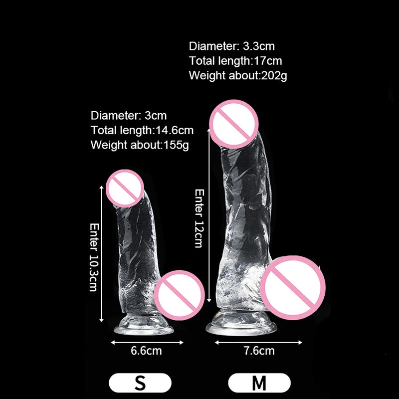 3 Size Realistic Soft Jelly Dildo Suction Cup Penis Transparent Big Dick Female Masturbator Clitoral Stimulator Lesbian Sex Toys