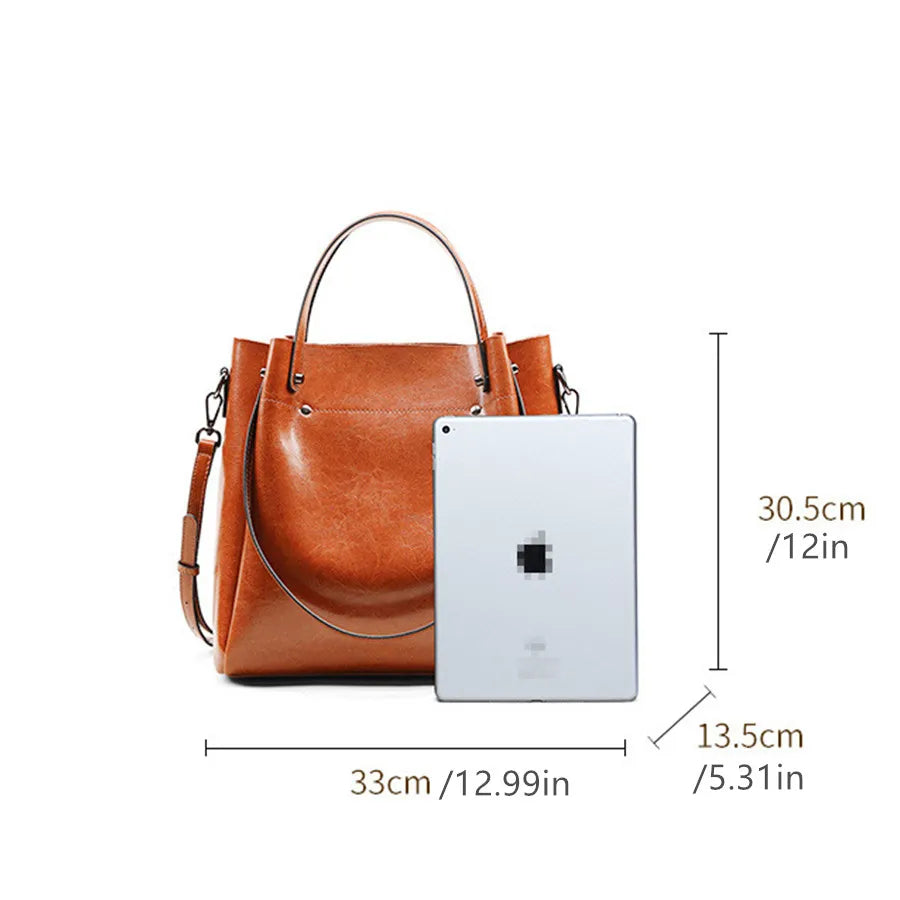 Women' Bucket Handbag, Large Capacity Casual Ladies' Shoulder Crossbody Bag, Soft PU Leather Commuting Bag