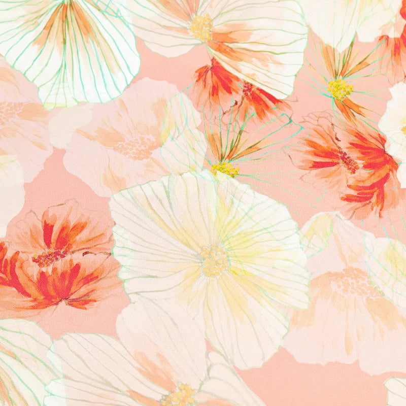 Acetate Satin Fabric Silky Soft Color Floral Print Velvety Texture for Home Dresses Blouses Skin Friendly DIY Sewing Material