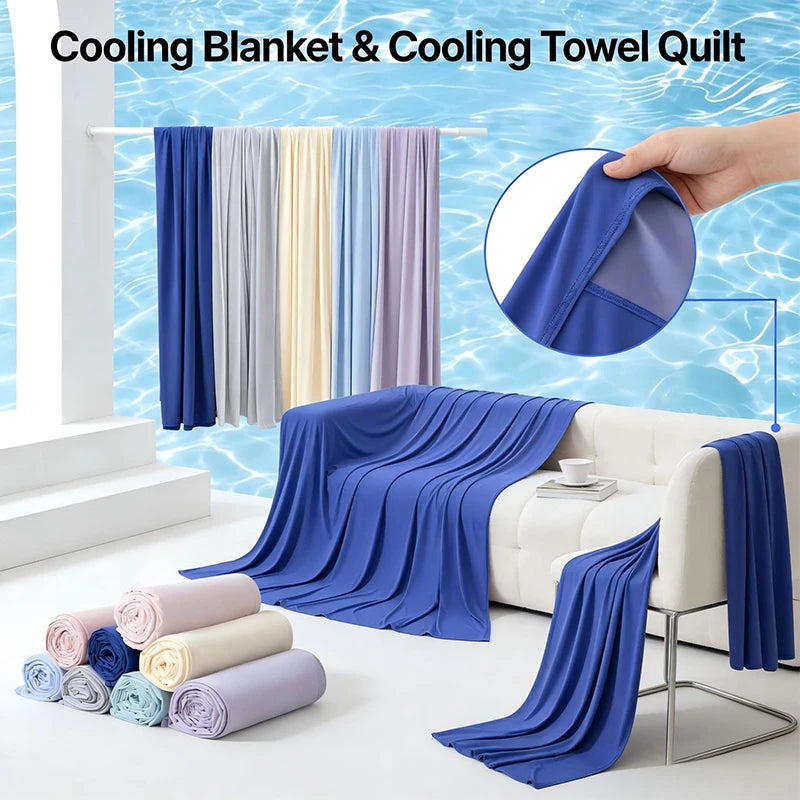 Summer Ice Silk Cooling Blanket Cold Touch AC Quilt Lightweight Ultra-Thin Blanket for Bed Sofa Breathable Quilt For Home Office