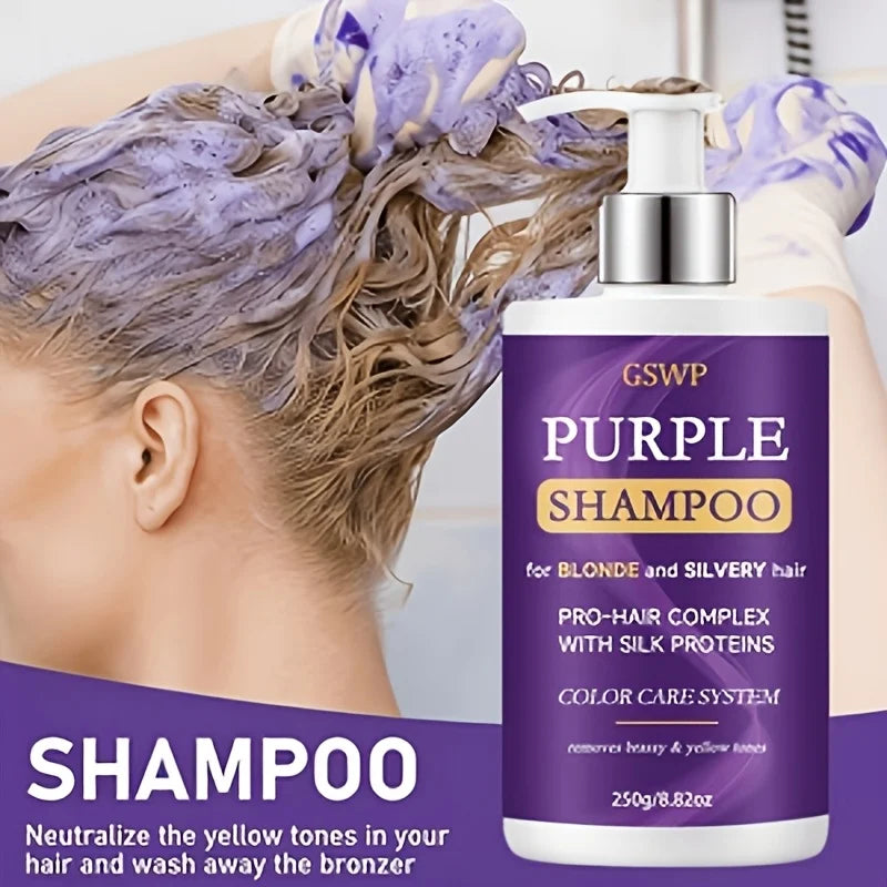 GSWP Purple Shampoo & Conditioner Set, Removes Brassy Yellow Tones,Reduces Frizz and Split Ends, Deeply Moisturises.250+250g