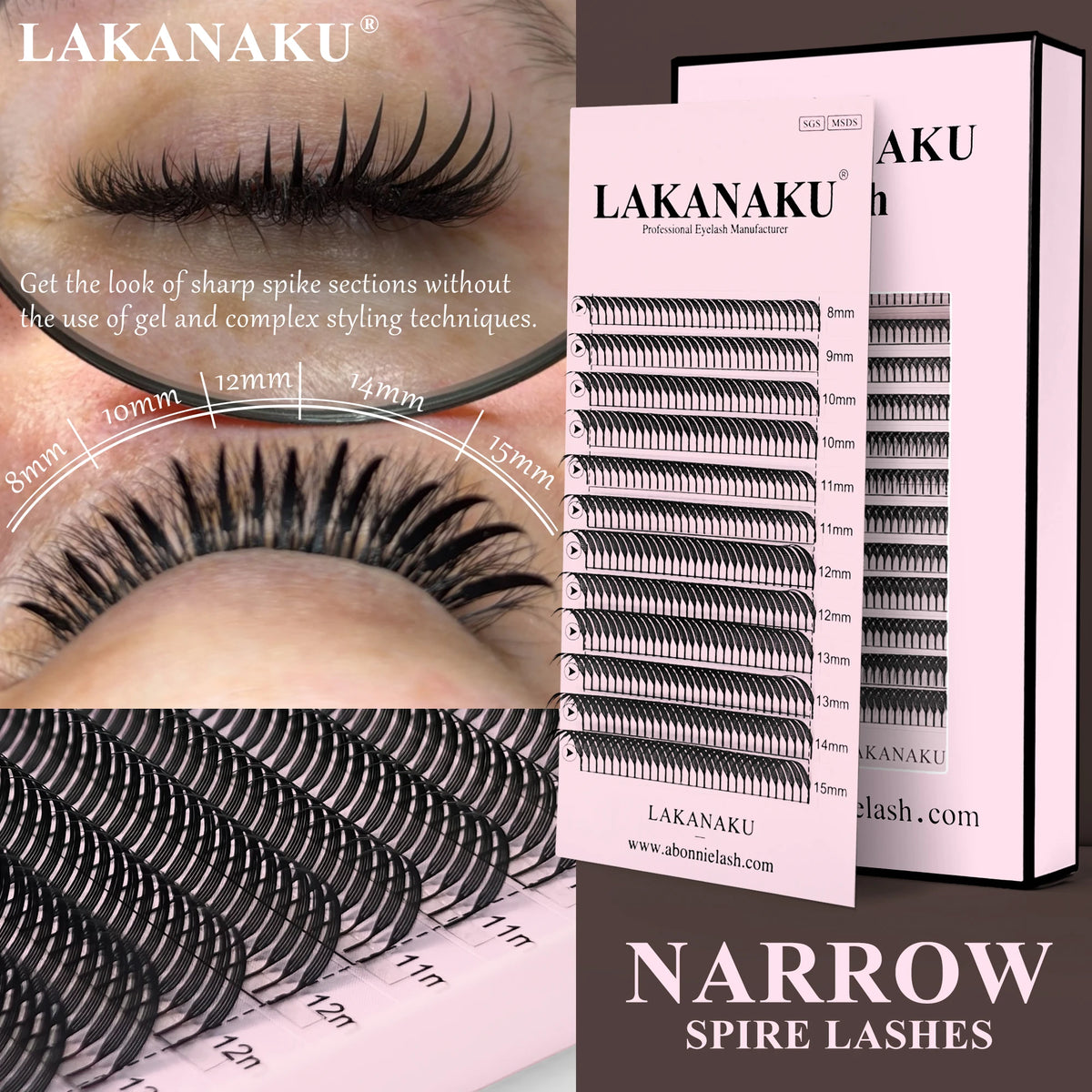 LAKANAKU Pointed Spikes Fibras Tecnologicas Pestañas Sharp Spike Flexible Light Lashes