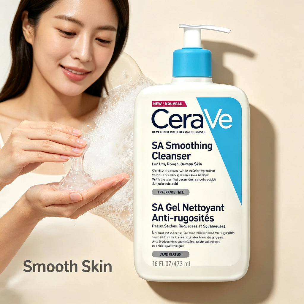 CeraVe SA Smoothing Cleanser 473ml Gentle Daily Wash with Ceramides for Dry Rough Bumpy Skin Care