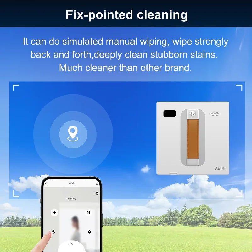 Window Vacuum Robot Cleaner ABIR WD8, Dual Ultrasonic Spray, AI intelligent Wipping, Updated Laser,Smart Home Glass Wall Washing