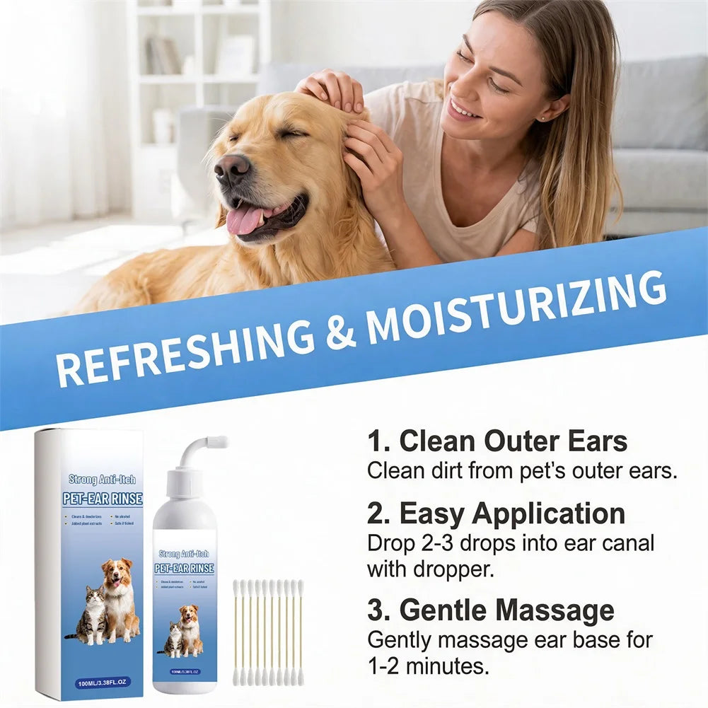 Ear Cleaner For Dogs And Cats Eliminates Odor And Earwax Buildup Provides Immediate Itch Relief Sensitive Ear Gentle Cleaning