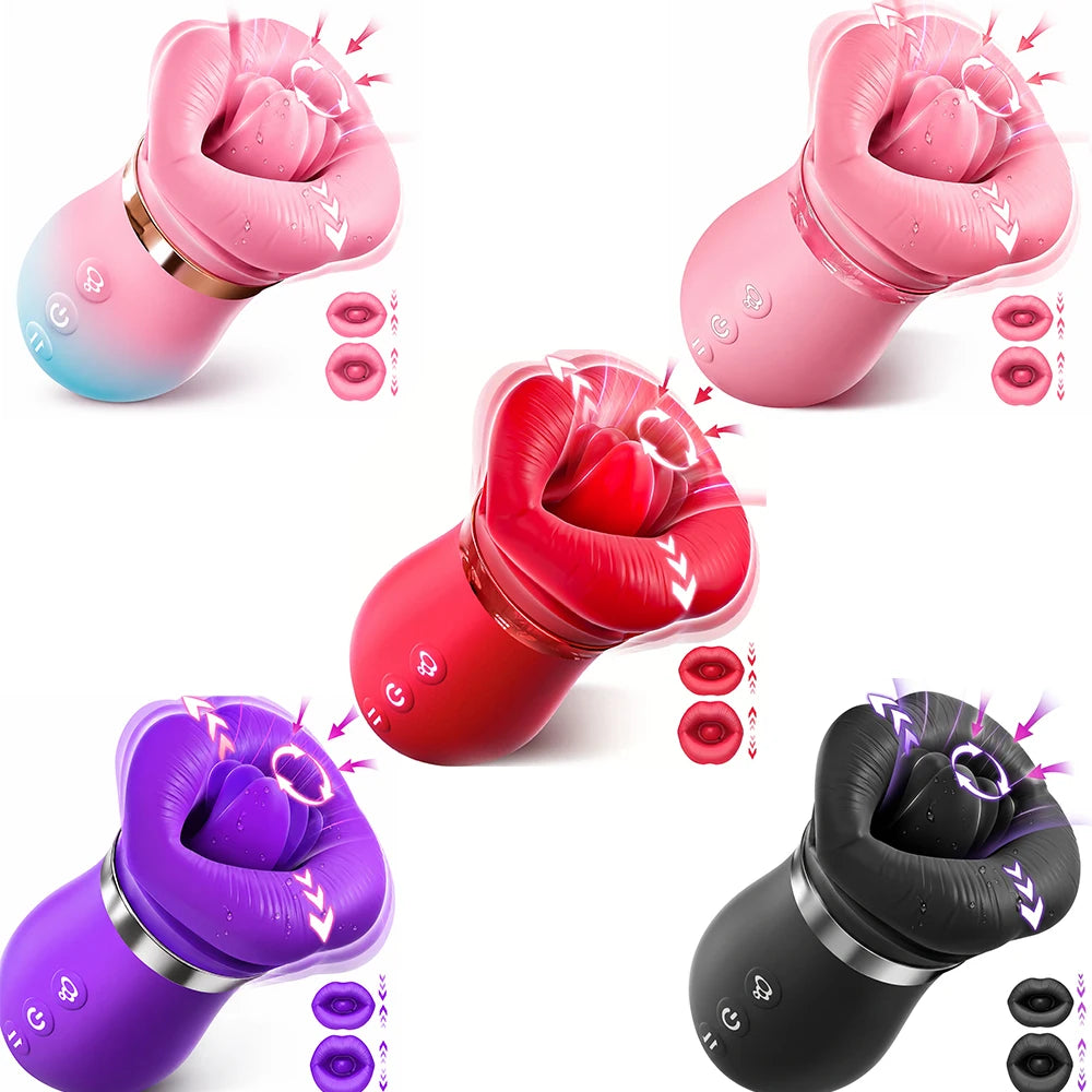 Adult Sex Toys  4in1 Mouth Sucking Vibrator 10 Tongue Licking Modes Anal Toys Clit Nipple G Spot Vibrators for Women Couples