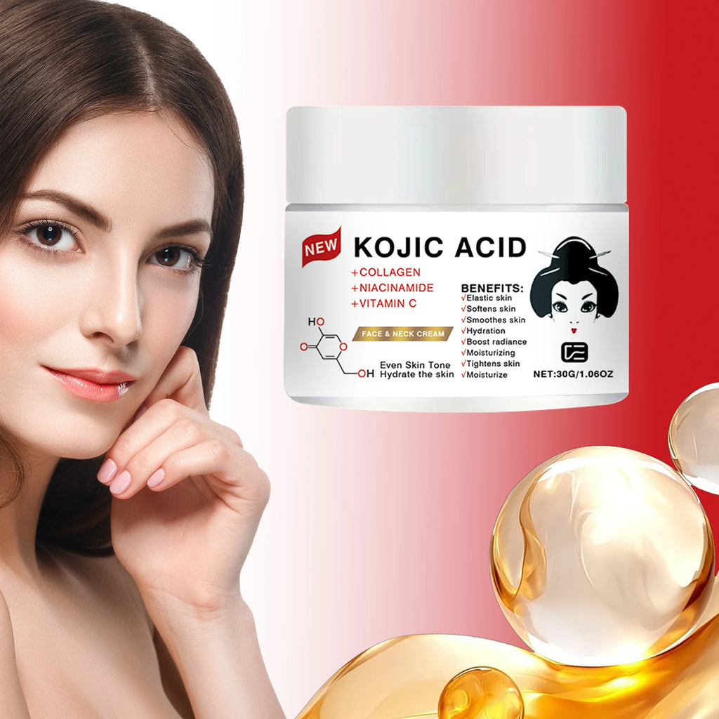 KOJIC ACID FACE & NECK CREAM - Hydrating, Moisturizing, Firming & Smoothing, for All Skin Types, a Must-Have for Daily Skincare