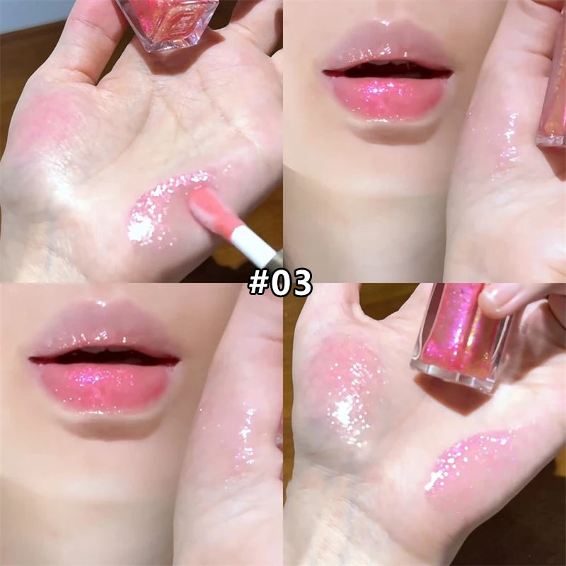 Star Shine Glitter Lip Gloss Water Light Mirror Shimmer Lip Tint Lasting Moisturizing Non Sticky Glossy Liquid Lipstick Makeup