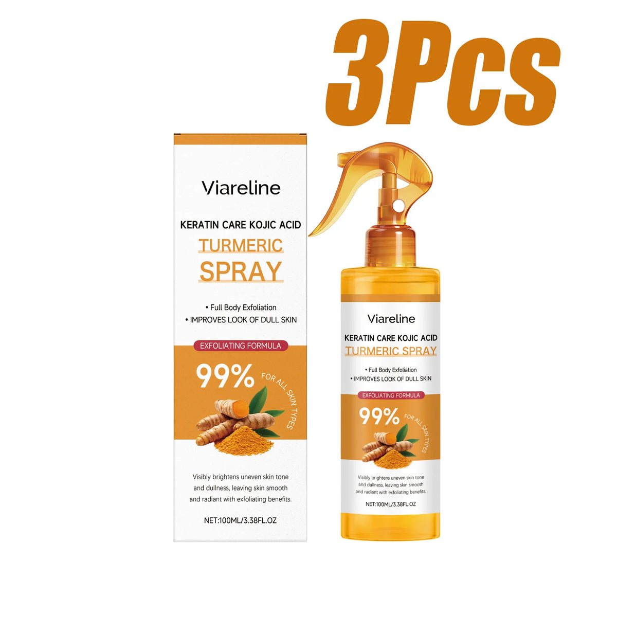 Keratin Care Kojic Acid Turmeric Spray Brightens Uneven Skin Tone Improves Dullness Full Body Use Skin Spray Smooth Skin