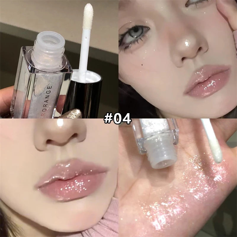 Star Shine Glitter Lip Gloss Water Light Mirror Shimmer Lip Tint Lasting Moisturizing Non Sticky Glossy Liquid Lipstick Makeup