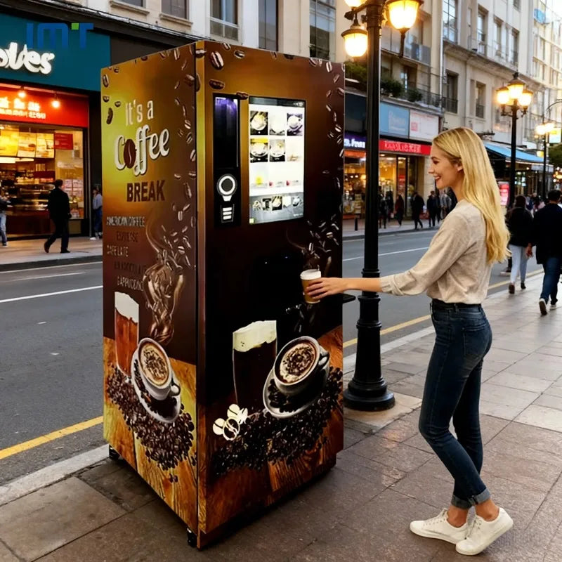 24 Hours Fully Automatic Coffee Vending Machine Customize Hot Cold Tea Coffee Dispenser Maquina Expendedora De Cafe Self Service