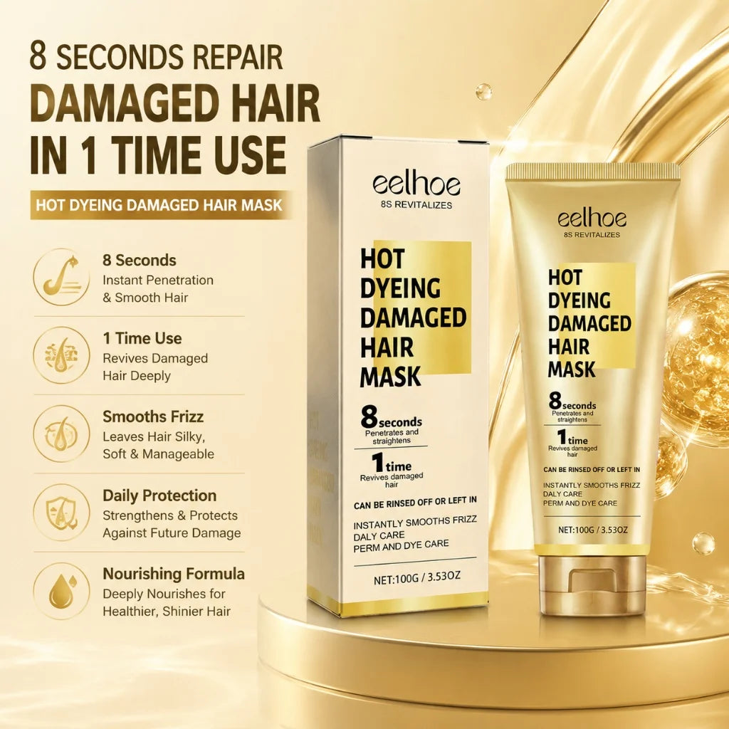 Keratin Hair Mask Professional Repair Dry Damaged Tame Frizzy Flyaway 5 Sec Quick Treat Soft Sleek Glossy Moisturizing Hair Care