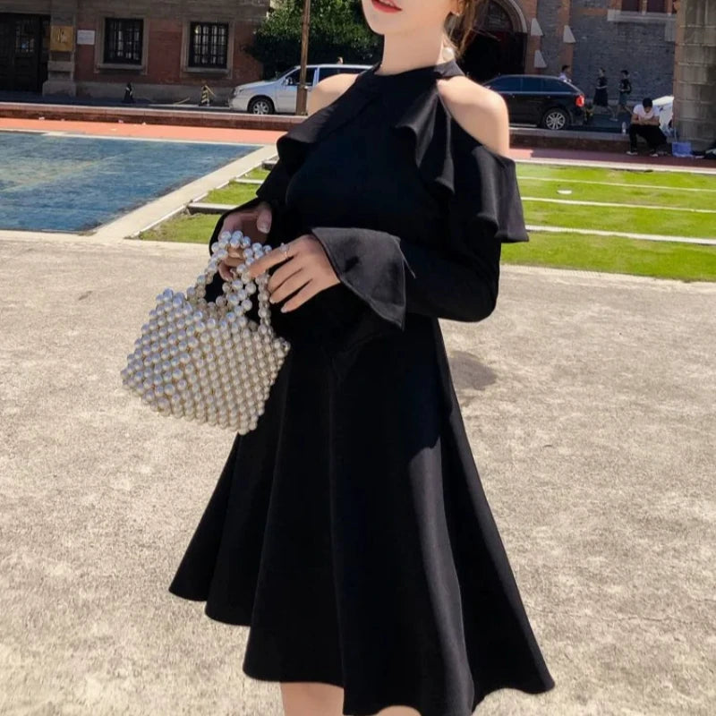 Dresses for Women Sensual Sexy Trend Black Woman Long Sleeve Dress Clothes Chic and Elegant Pretty Curvy New In Hot Designer X G