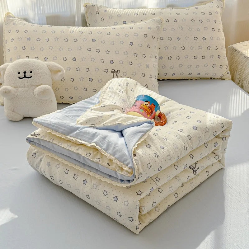New Sweet Printed Air-Condition Blanket Soft Skin-Friendly quilted quilt Breathable Cooling Summer Comforter Queen King Beds