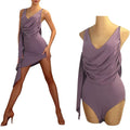 Women's Elegant Latin Dance Dress Draped V-Neck Asymmetrical Hem Ballroom Practice Costume for Rumba Cha Cha Salsa