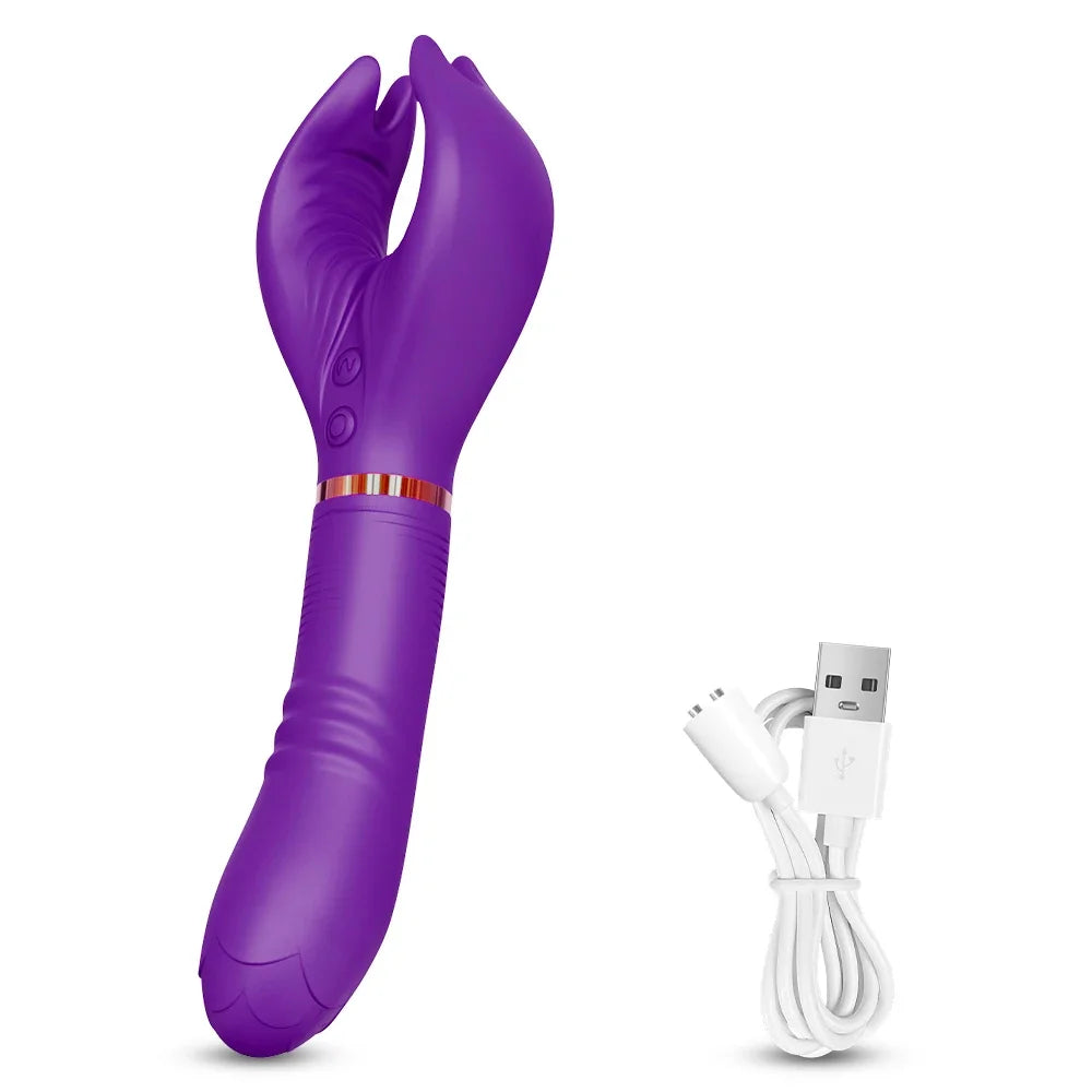Sex Toys for Women G-spot Vibrator Dildo Nipple Licking Clamp Clit Stimulator Powerful Vibrating Adult Toys Female Masturbation