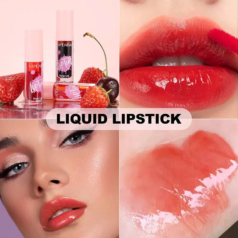 Liquid Lip Stain Lipstick Makeup Water Light Fruit Juice Lip Gloss Tint Moisturizing Waterproof Non-Stick High Pigment Lipstick