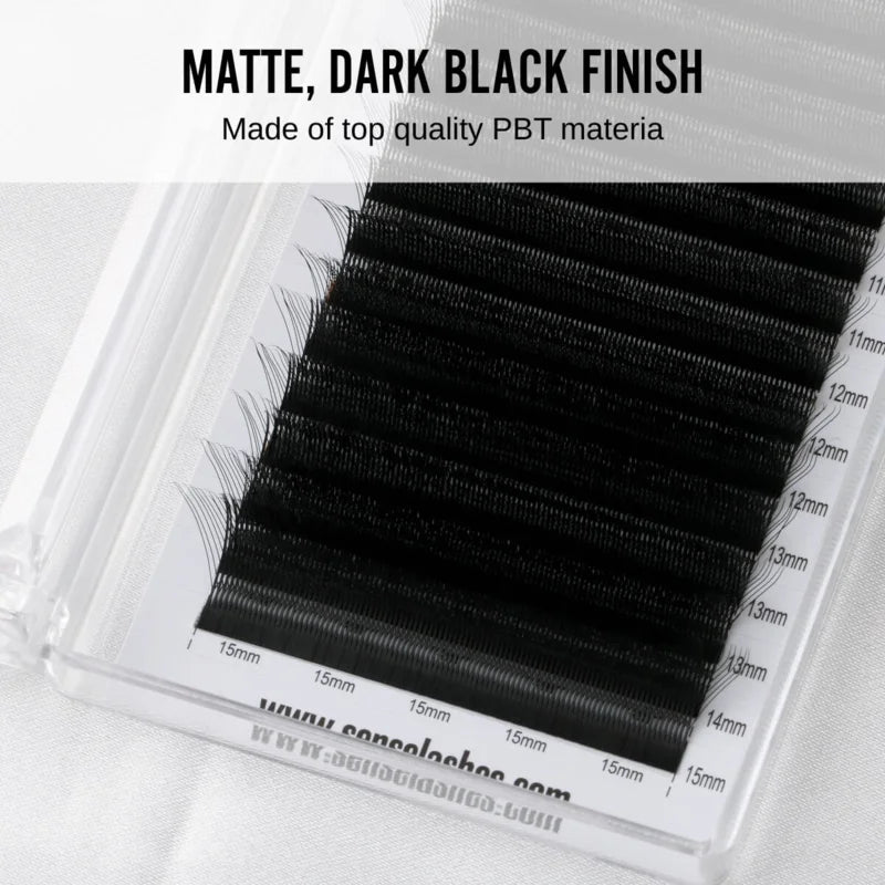 SENSE LASHES Wispy 3D W Shape Eyelash Premade Fan Lashes Wet Eyelash Extensions Matte Black Natural pestañas Fibras Tecnológicas