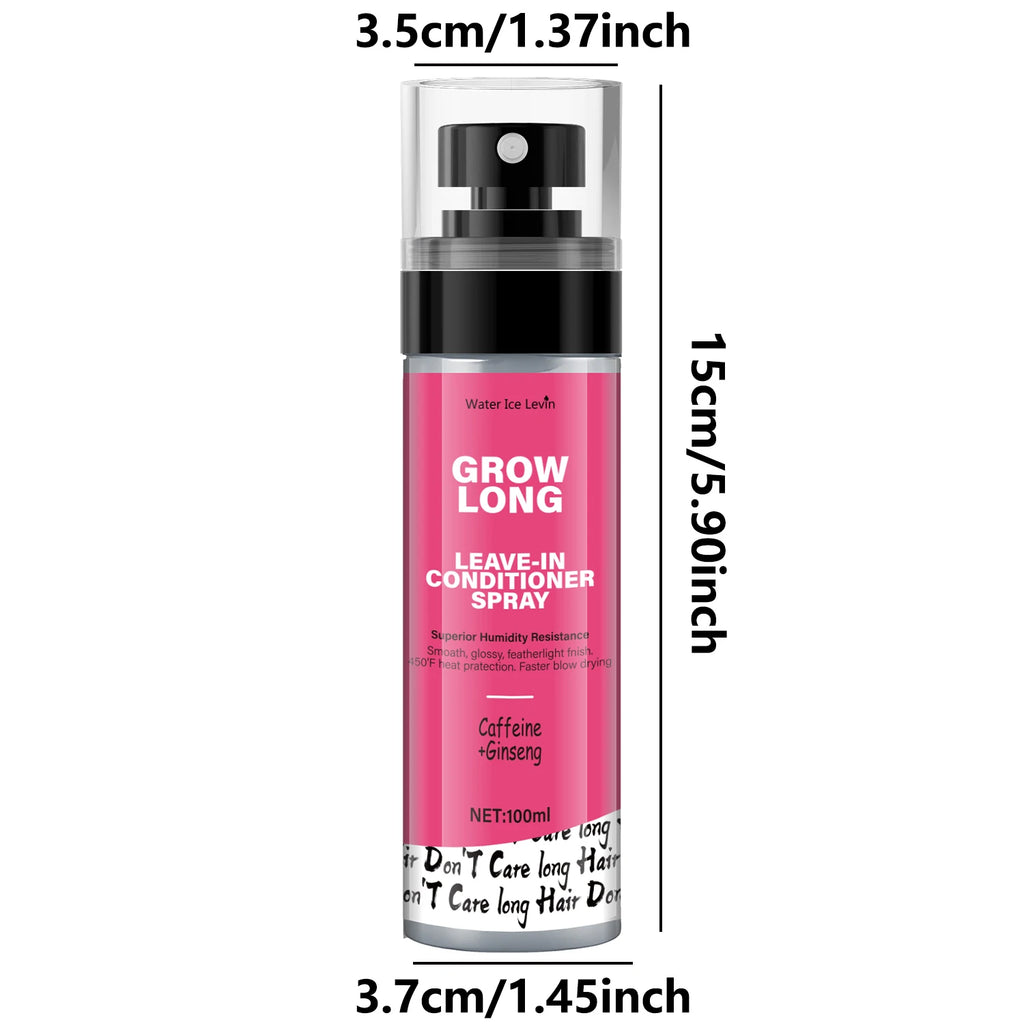 Leave-in conditioner spray and smoothing agent, long-lasting biotin - anti-frizz deep conditioner for split ends and breakage - vitamin E, caffeine, and ginseng, suitable for curly, dry, and damaged hair
