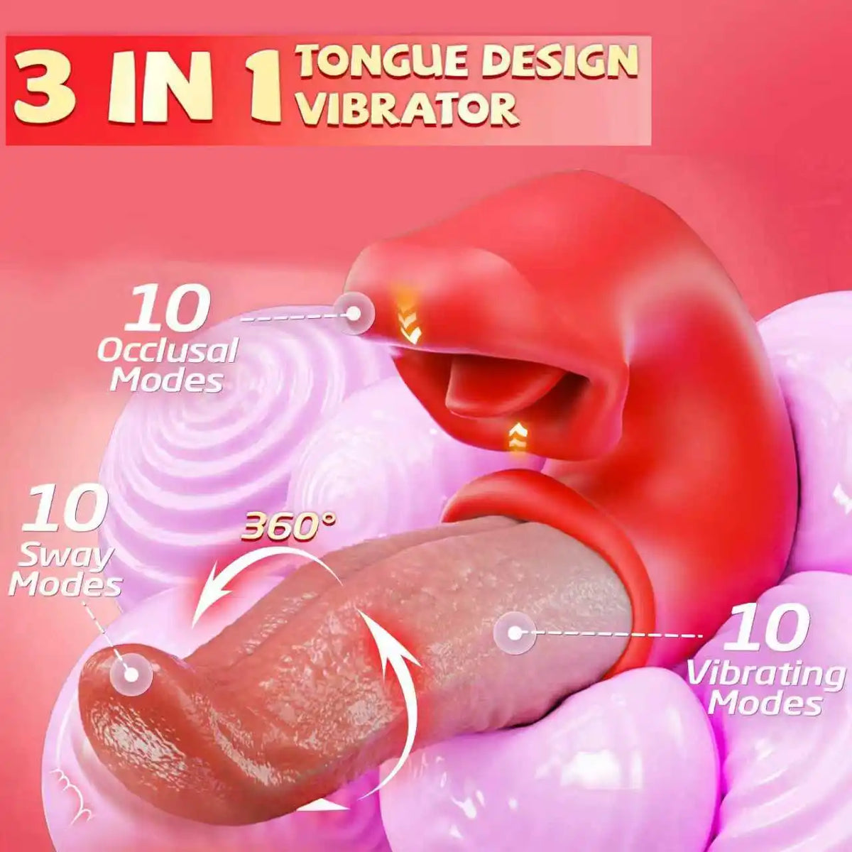 3 in 1 Tongue Thrusting Vibrator Sex Toys for Women G Spot Vibrator Adult Vibration Mode Dildo for Female Couples Games