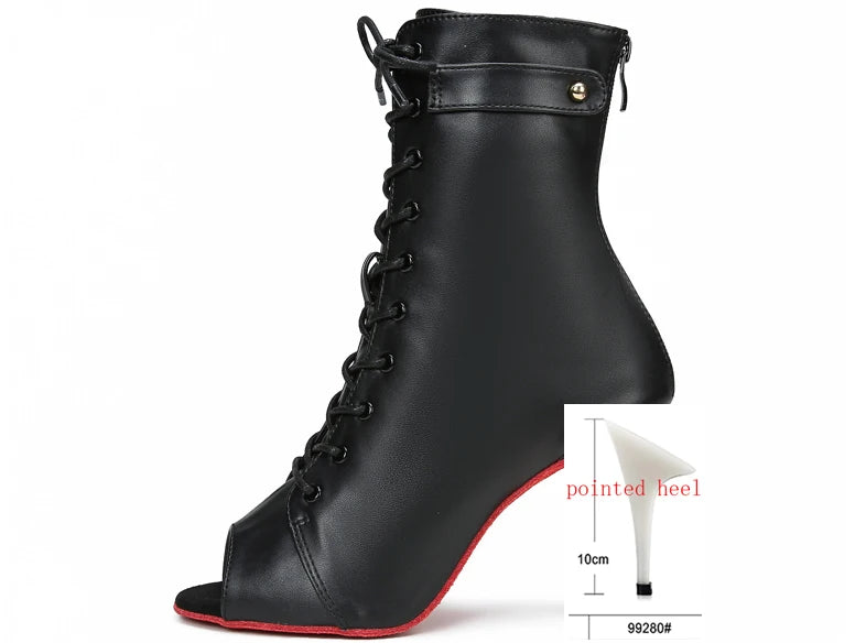 Bottes noires à talons hauts pour femmes, talons aiguilles fins, chaussures de danse latine, sexy,salsa et tango