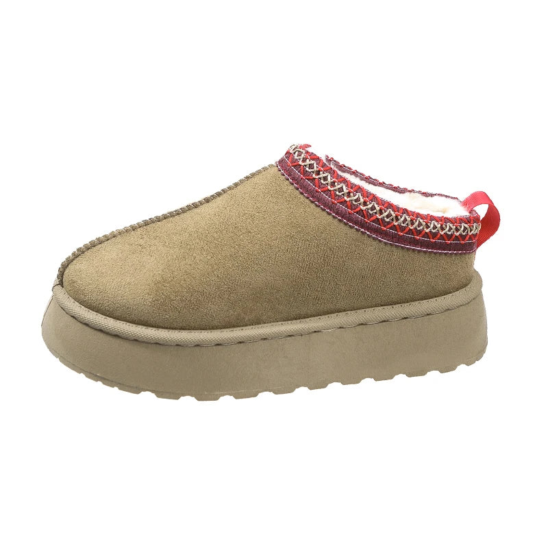 Designer Brand Snow Boots Winter New Women Cashmere Warm Thick Soles Without Heel-covered Cotton Shoes Female Chelsea Boots