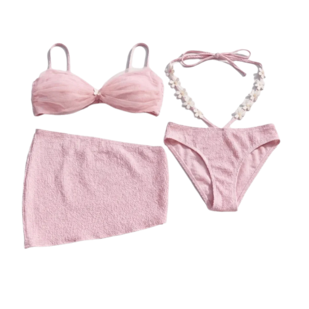 Fashion Sleeveless Bikini Set Slim Fit Lace Up Swimwear Set Deep-V Beachwear Clothing Bathing Suit Pool Party