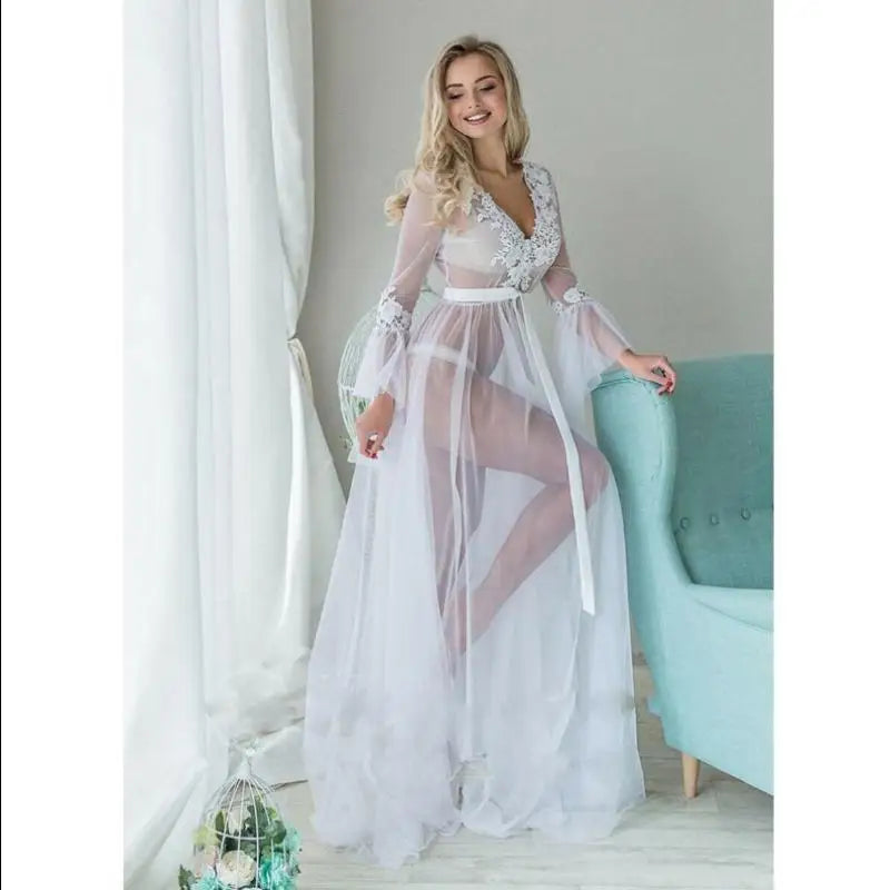 Hawaiian Beach & Ocean Getaway Mesh Translucent Long Dress for Women in Summer