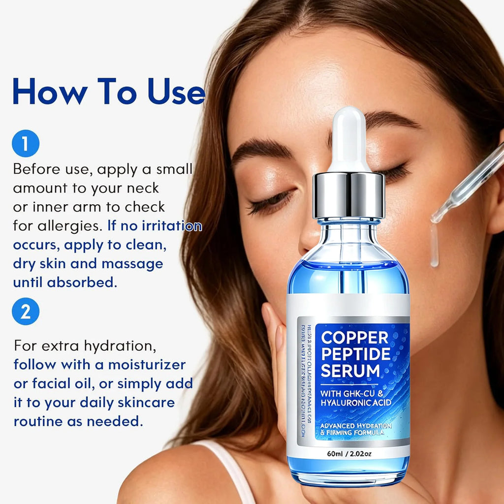 Korean Copper Peptide Skincare Set – GHK-Cu Firming Serum 60ml + Bakuchiol Multi-Peptide Cream Hydrating & Plumping Face Care