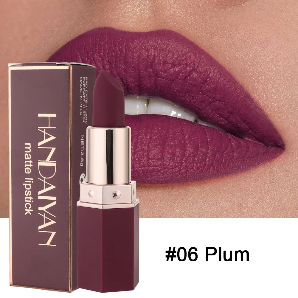 6 Colors Nude Matte Lipstick Waterproof Long Lasting Lip Stick Rose Red Pink Velvet Nonstick cup Lipsticks Makeup Cosmetics