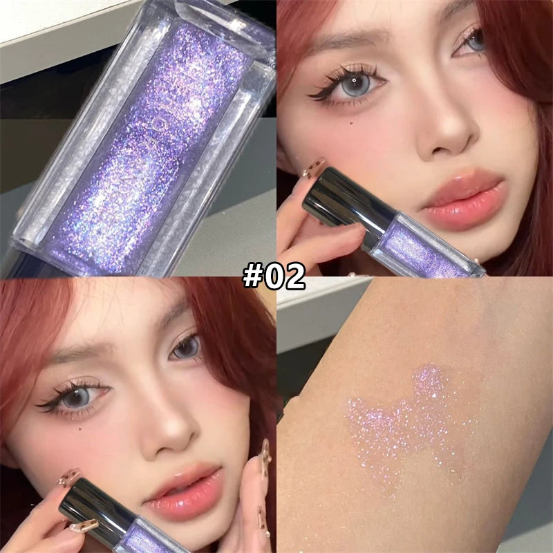 Star Shine Glitter Lip Gloss Water Light Mirror Shimmer Lip Tint Lasting Moisturizing Non Sticky Glossy Liquid Lipstick Makeup