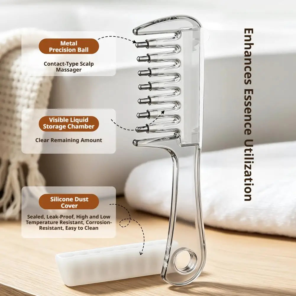 Hair Serum Applicator Comb， Scalp Massage Liquid Dispenser for Essential Oil, Anti Hair Loss Root Treatment Brush Tool