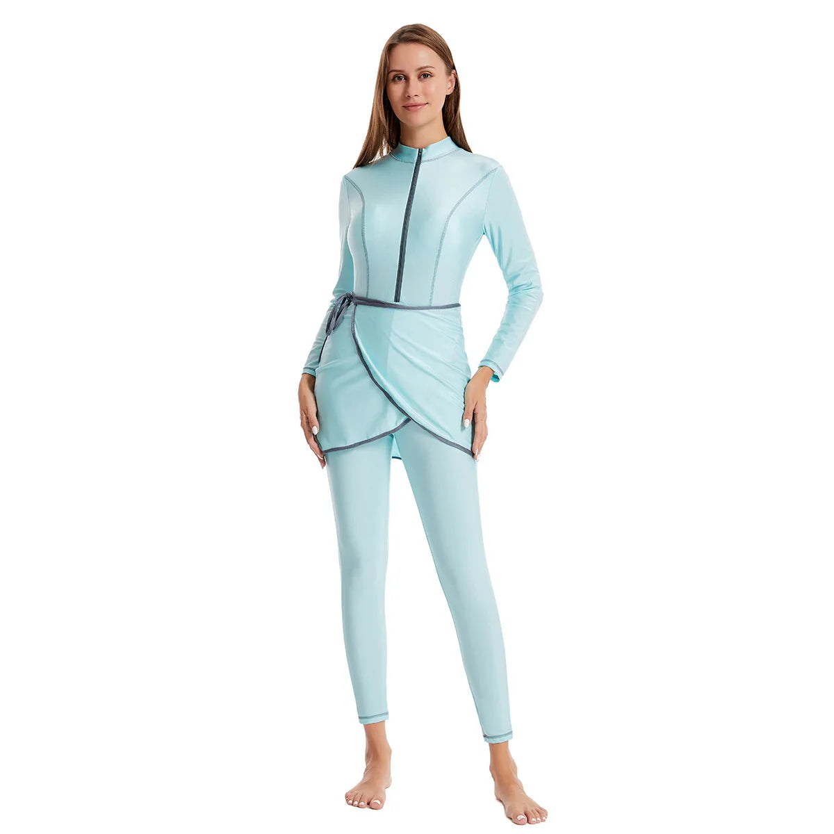 2026 Muslim Modest Swimwears with Hijab Women's Beach Swimsuit 3-pieces Islamic Long Sleeve Swimming Suit for Women Bathing Swim