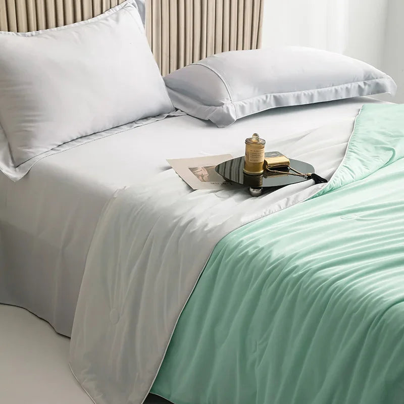 Cold Silky Summer Blanket Cooling Fabric Air Condition Quilt Cool Blankets for Beds Double Side Lightweight Cooled Comforter