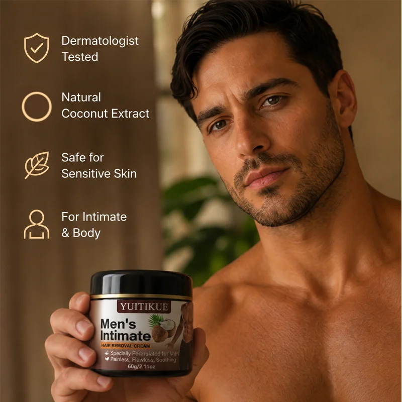 Coconut Extract Men's Intimate Hair Removal Cream Painless Soothing Gentle Depilatory Cream For Male Private Area Skin Care