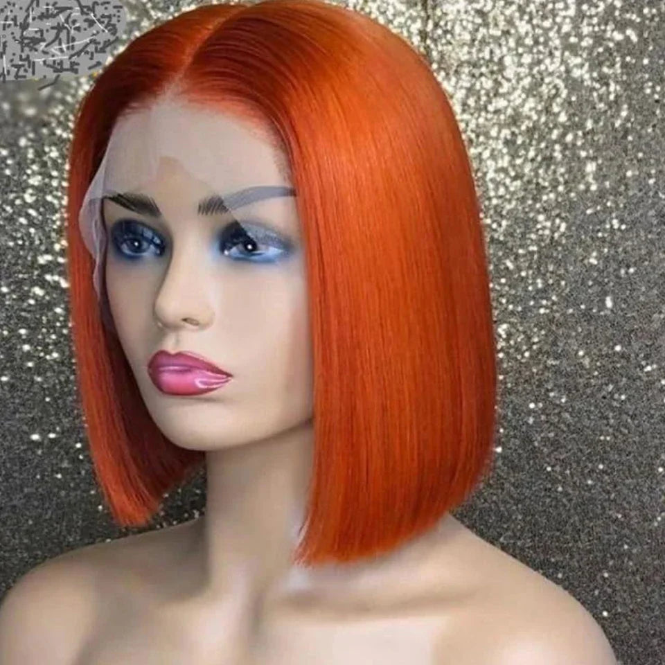 Sleek Ombre Pink Transparent Short T Lace Bob Human Hair Wigs Peruvian Straight 13x6x2 Lace Front Wig For Women Pre Plucked