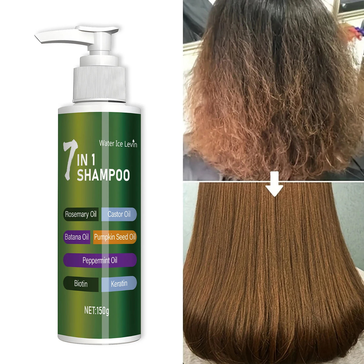 7-in-1 Shampoo, Rich in Rosemary, Batana, and Castor Oil, Gently Cleanses and Controls Oil, Provides Moisturizing and Hydrating Benefits, Prevents Hair from Becoming Tangled, Suitable for All Hair Types